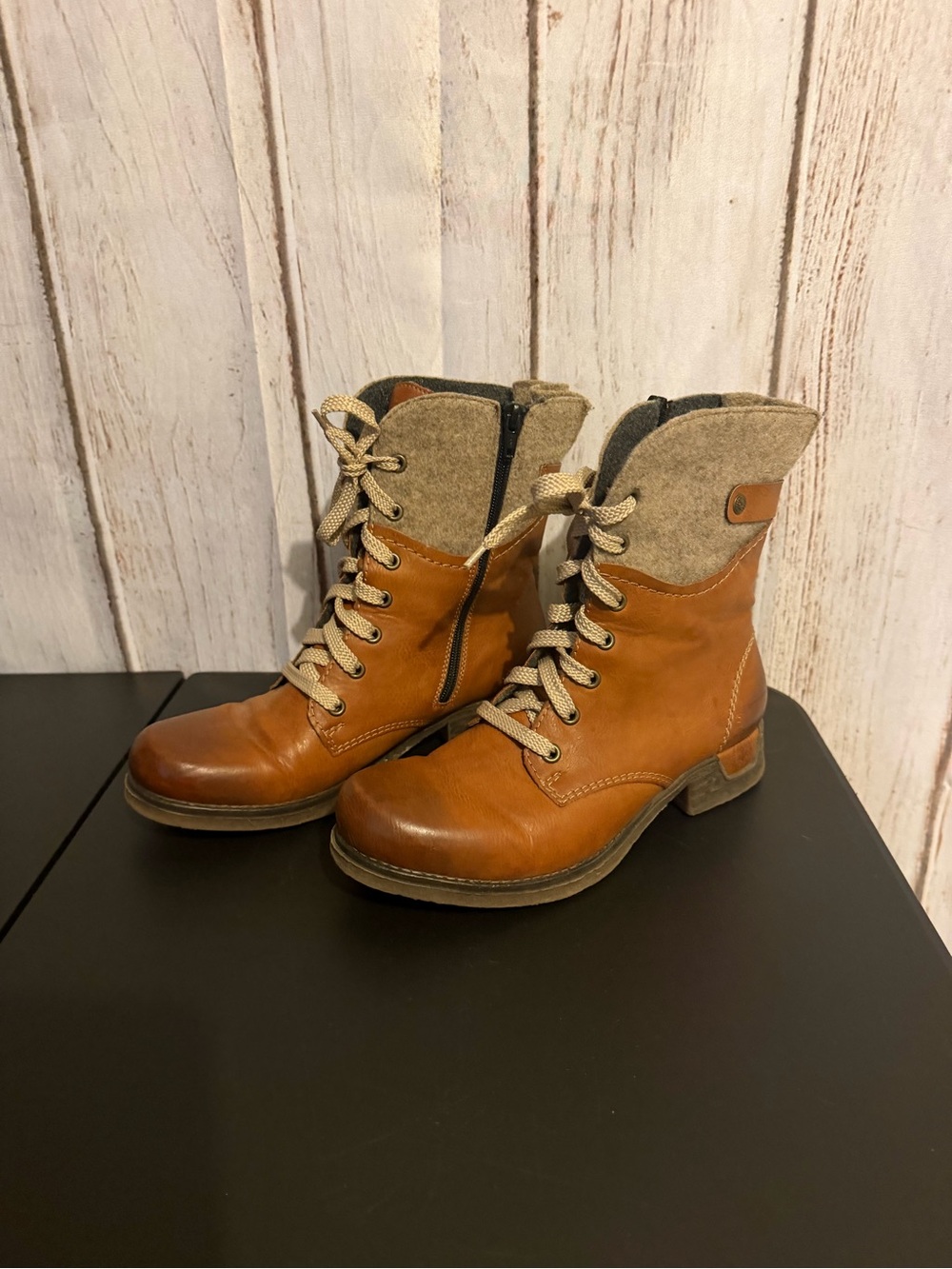 Rieker Ankle Boots Style 78530-24 With Wool Collar New Without Box Size 39